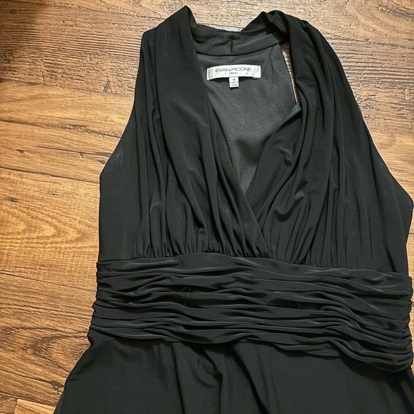 Evan Picone Black A Line Midi Dress Sleeveless Pleated Waist Wedding Guest 12 - Picture 4 of 8